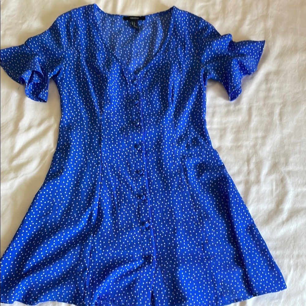 Forever 21 Blue Dress with White Dots